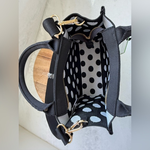 NWT • Kate Spade x Target Poka Dot Black & White Knit Crossbody Bag - Picture 8 of 16